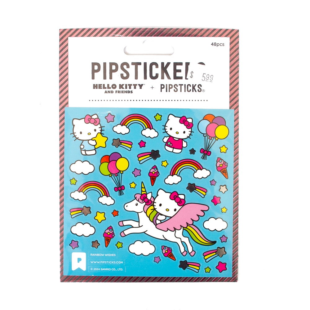 Pipsticks, Stickers, Art & School, 4"x4", Approximate Size, Hello Kitty, Rainbow Wishes, 988236